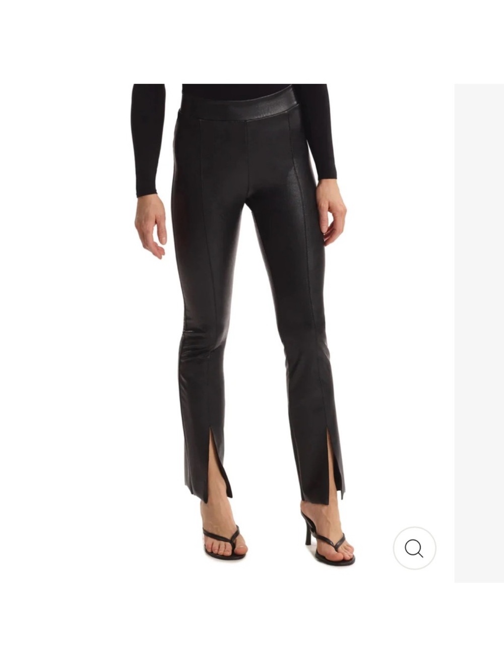 Commando Black Faux-Leather Straight Leg Split-Hem Pants
